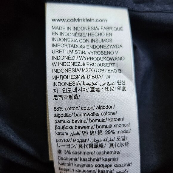 Calvin Klein Man's Navy Blue Cotton Cashmere Button Up Long Sleeves Shirt Size L - Picture 9 of 9